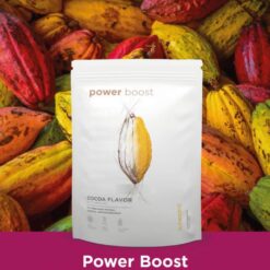 Mise en avant du produit Power Boost avec son ingrédient principal le cacao